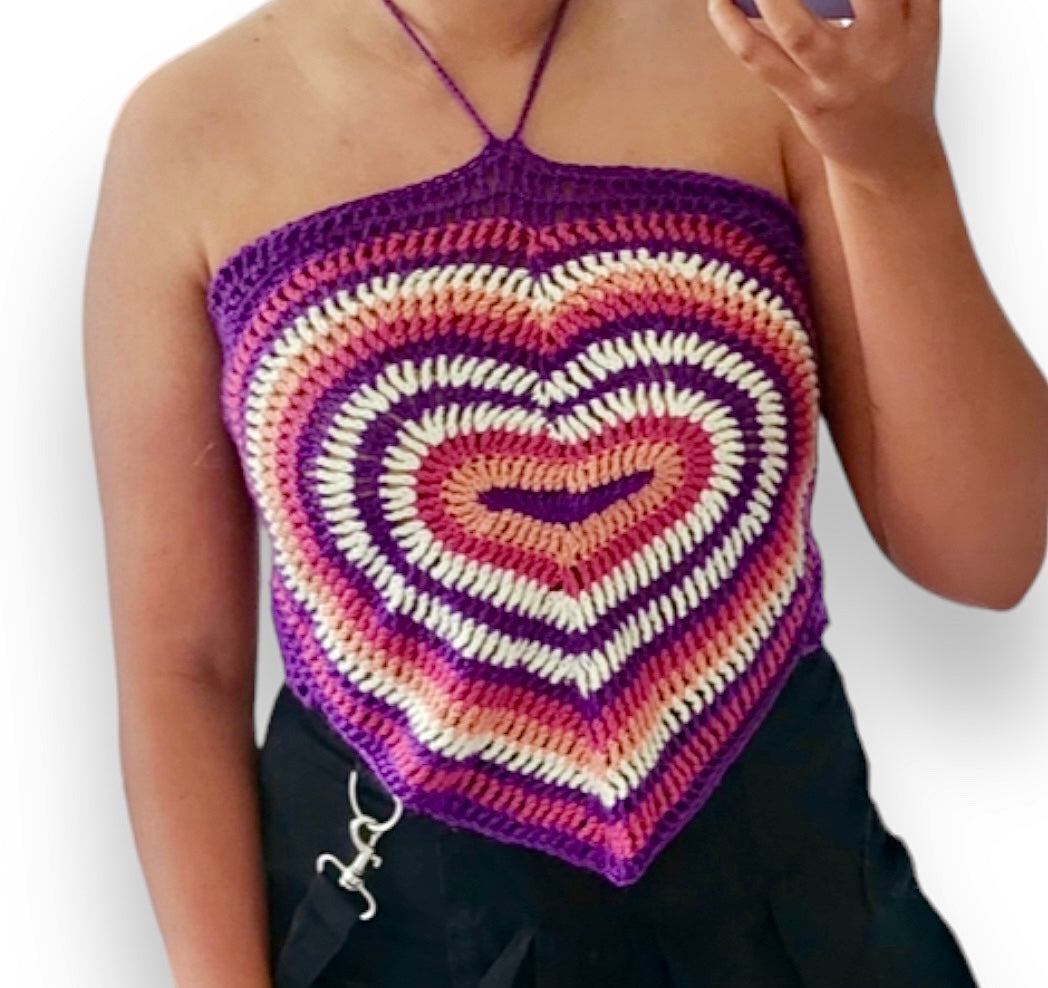 Crochet heart top